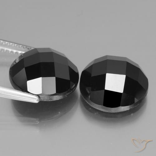 Pedras preciosas de Espinélio Preto natural de 14.30 ct, Redondo, Opaco