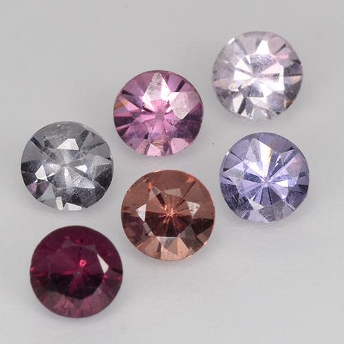 Pedras preciosas de espinélio multicolorido natural de 0,93 ct, corte redondo, VS