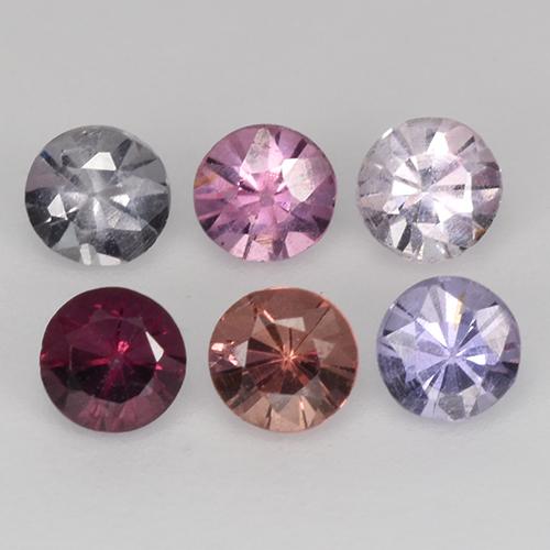 Pedras preciosas de espinélio multicolorido natural de 0,93 ct, corte redondo, VS