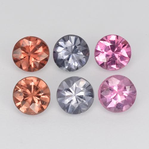 Pedras preciosas de espinélio multicolorido natural de 1,01 ct, corte redondo, VS