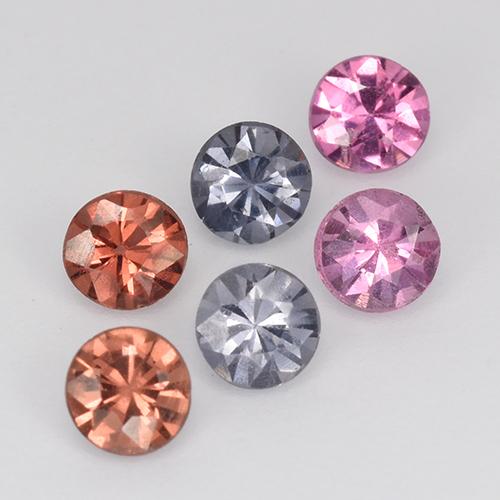 Pedras preciosas de espinélio multicolorido natural de 1,01 ct, corte redondo, VS