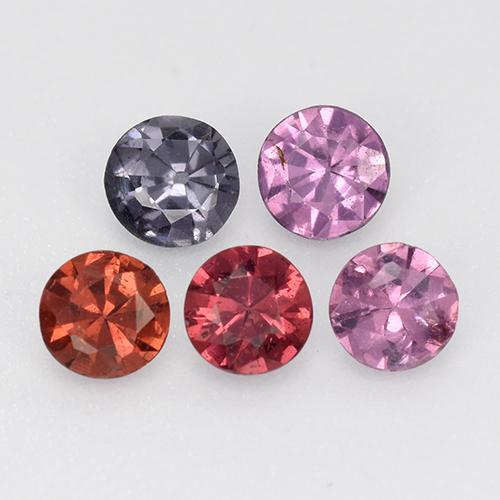 Pedras preciosas de Espinélio Multicolorido natural de 0.81 ct, Corte Redondo, VS