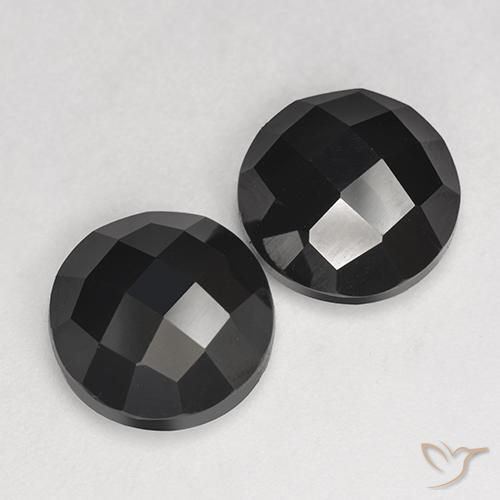 Pedras preciosas de Espinélio Preto natural de 7.77 ct, Redondo, Opaco