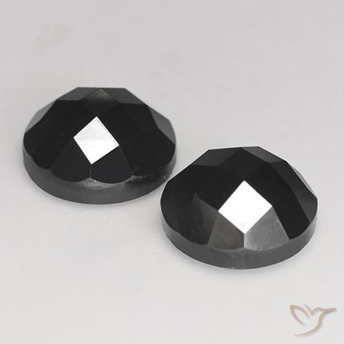 Pedras preciosas de Espinélio Preto natural de 7.77 ct, Redondo, Opaco