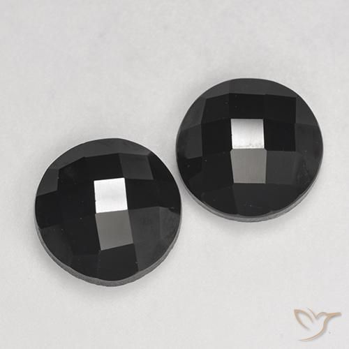 Pedras preciosas de Espinélio Preto natural de 7.37 ct, Redondo, Opaco