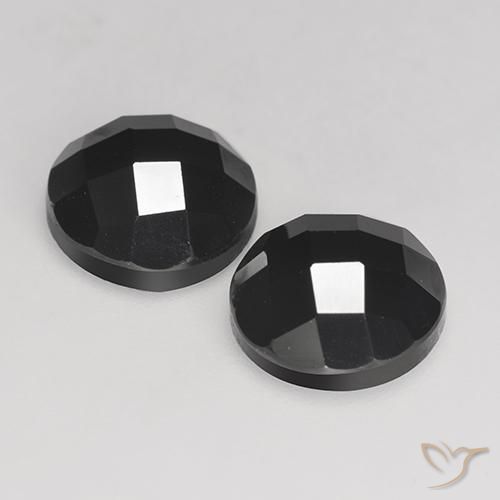 Pedras preciosas de Espinélio Preto natural de 7.37 ct, Redondo, Opaco