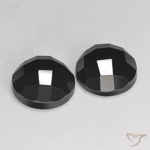 Pedras preciosas de Espinélio Preto natural de 7.55 ct, Redondo, Opaco