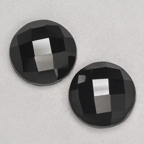 Pedras preciosas de Espinélio Preto natural de 6.94 ct, Corte Redondo, Opaco