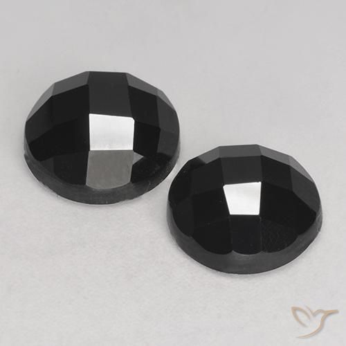 Pedras preciosas de Espinélio Preto natural de 6.89 ct, Redondo, Opaco