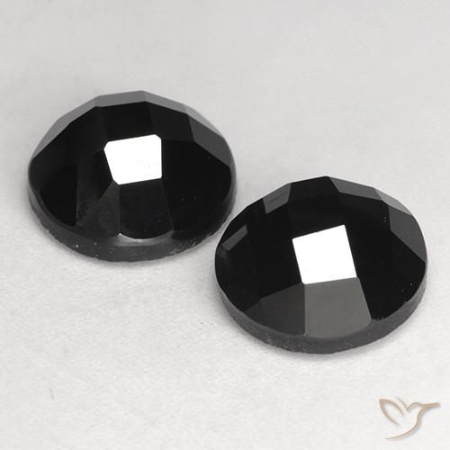 Pedras preciosas de Espinélio Preto natural de 7.45 ct, Redondo, Opaco