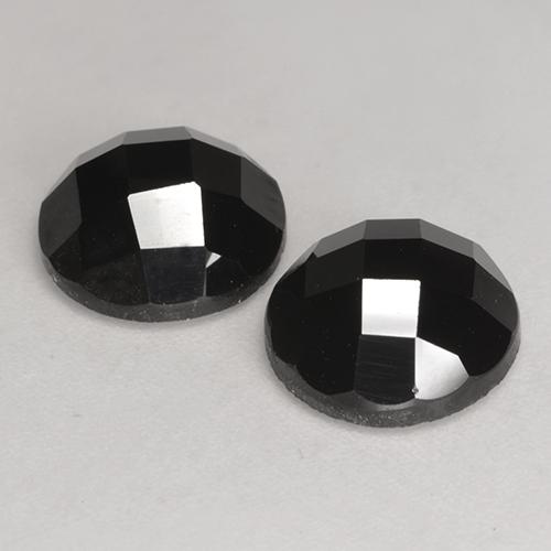 Pedras preciosas de espinélio preto natural de 6,71 ct, corte redondo, opaco