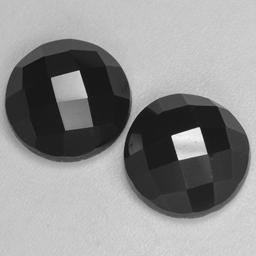 Pedras preciosas de espinélio preto natural de 7,12 ct, corte redondo, opaco