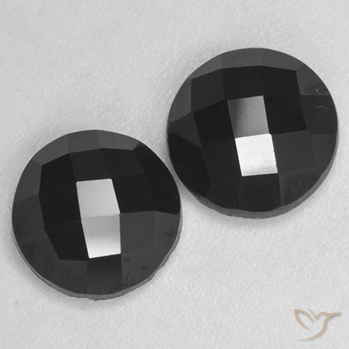 Pedras preciosas de Espinélio Preto natural de 7.21 ct, Redondo, Opaco