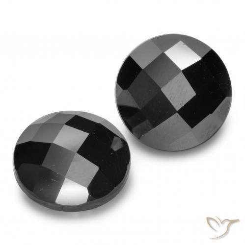 Pedras preciosas de Espinélio Preto natural de 12.77 ct, Redondo, Opaco