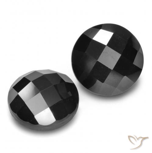 Pedras preciosas de Espinélio Preto natural de 14.91 ct, Redondo, Opaco