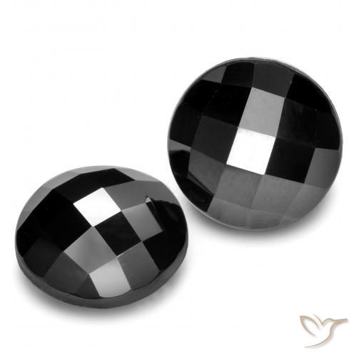 Pedras preciosas de Espinélio Preto natural de 13.01 ct, Redondo, Opaco