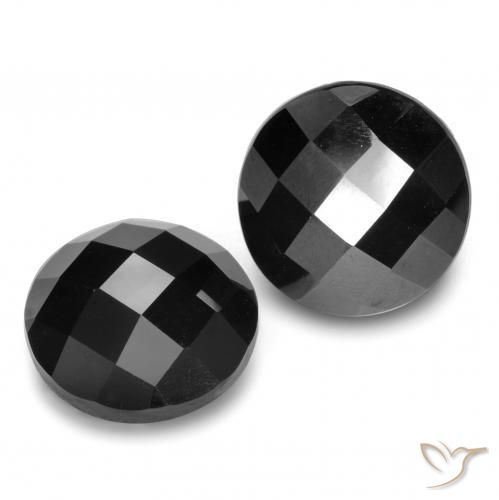 Pedras preciosas de Espinélio Preto natural de 12.29 ct, Redondo, Opaco