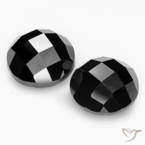 Pedras preciosas de Espinélio Preto natural de 14.65 ct, Redondo, Opaco