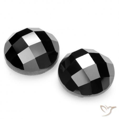 Pedras preciosas de Espinélio Preto natural de 14.77 ct, Redondo, Opaco