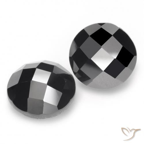 Pedras preciosas de Espinélio Preto natural de 12.44 ct, Redondo, Opaco