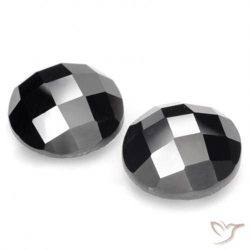 Pedras preciosas de Espinélio Preto natural de 12.44 ct, Redondo, Opaco