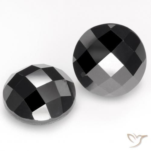 Pedras preciosas de Espinélio Preto natural de 14.26 ct, Redondo, Opaco