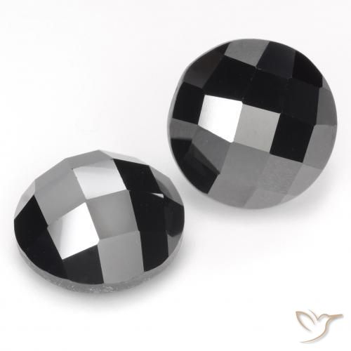 Pedras preciosas de Espinélio Preto natural de 14.62 ct, Redondo, Opaco