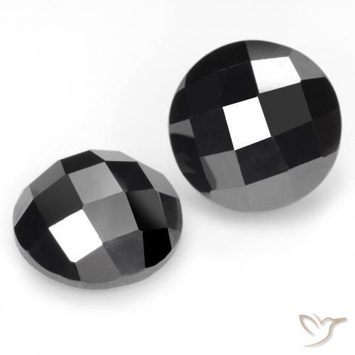 Pedras preciosas de Espinélio Preto natural de 13.21 ct, Redondo, Opaco