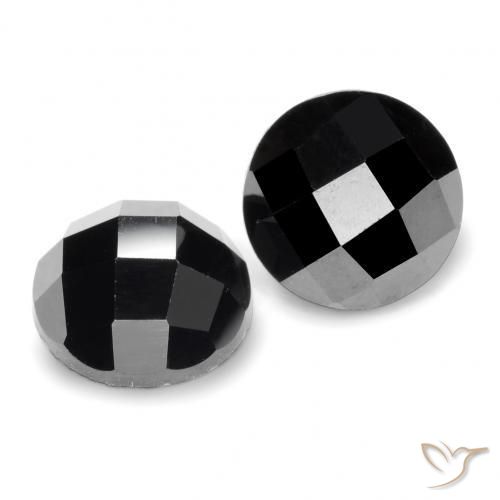 Pedras preciosas de Espinélio Preto natural de 7.18 ct, Redondo, Opaco