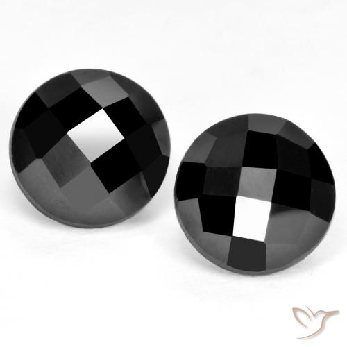 Pedras preciosas de Espinélio Preto natural de 6.60 ct, Corte Redondo, Opaco
