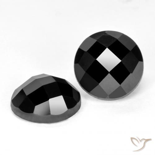 Pedras preciosas de Espinélio Preto natural de 6.60 ct, Corte Redondo, Opaco