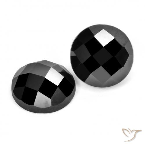 Pedras preciosas de Espinélio Preto natural de 7.07 ct, Redondo, Opaco