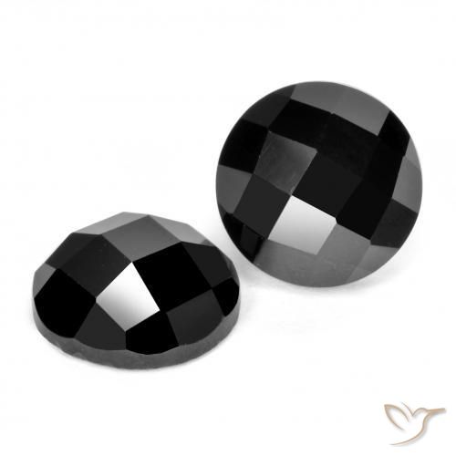 Pedras preciosas de Espinélio Preto natural de 7.02 ct, Redondo, Opaco