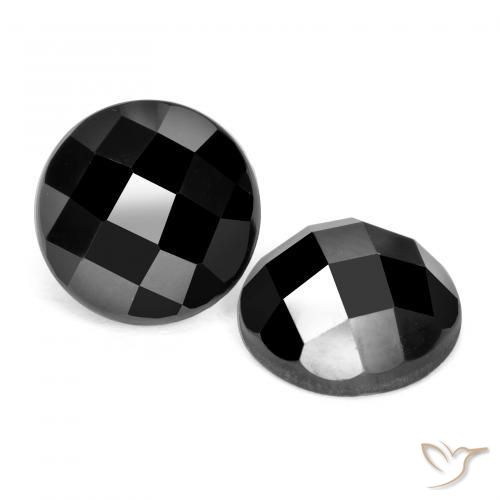 Pedras preciosas de Espinélio Preto natural de 7.06 ct, Redondo, Opaco