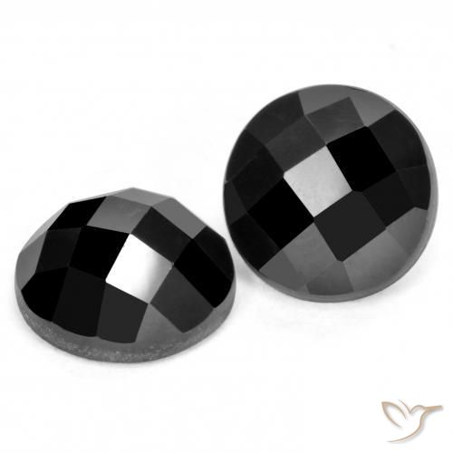 Pedras preciosas de Espinélio Preto natural de 7.42 ct, Redondo, Opaco