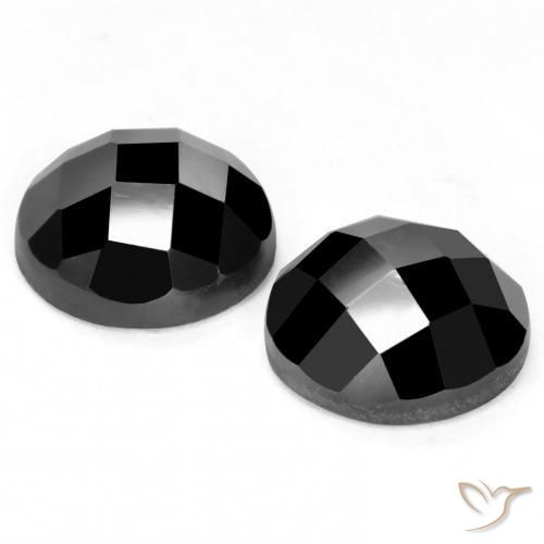 Pedras preciosas de Espinélio Preto natural de 7.42 ct, Redondo, Opaco