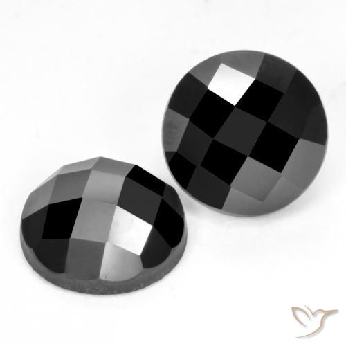 Pedras preciosas de Espinélio Preto natural de 7.33 ct, Redondo, Opaco