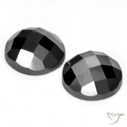 Pedras preciosas de Espinélio Preto natural de 7.33 ct, Redondo, Opaco