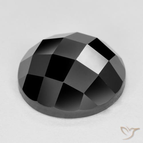 Espinélio preto natural 6,87ct, corte redondo, opaco