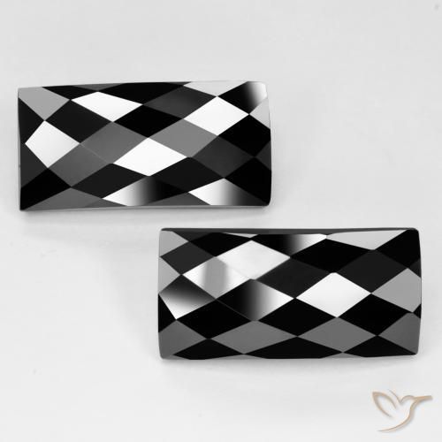 Pedras preciosas de Espinélio Preto natural de 25.41 ct, baguete, Opaco
