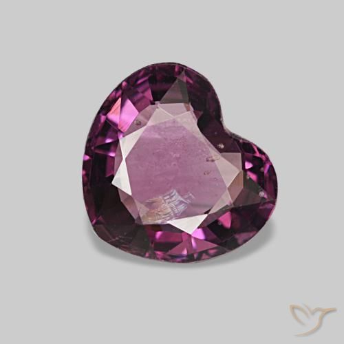 Espinélio roxo natural 0,72ct, formato de coração, VS