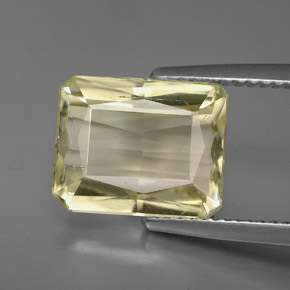 Espodumênio amarelo natural 5,33ct, corte esmeralda, VS