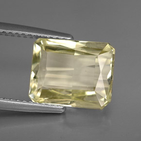 Espodumênio amarelo natural 5,33ct, corte esmeralda, VS