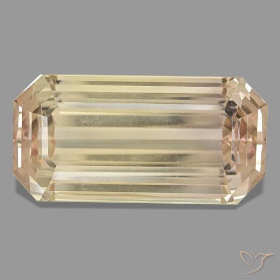 Espodumênio laranja natural 122,78ct, corte esmeralda, VVS