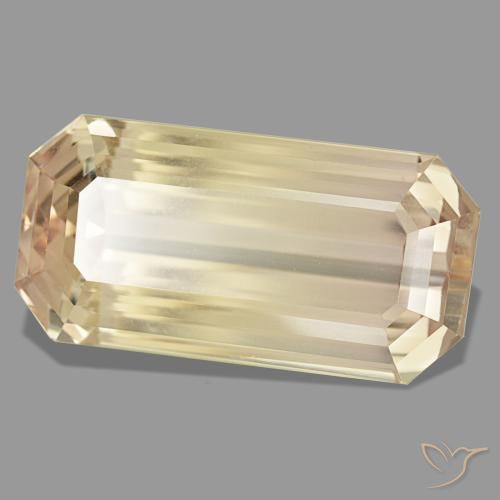 Espodumênio laranja natural 122,78ct, corte esmeralda, VVS