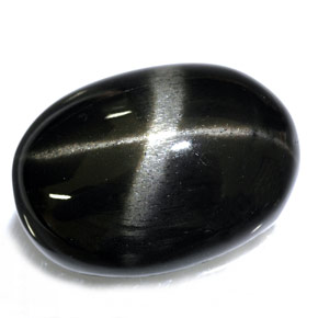 Diopsídio estrela preto natural 26,40ct, corte oval, opaco