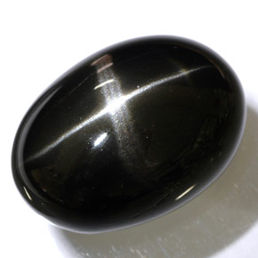 Diopsídio estrela preto natural 48,47ct, corte oval, opaco