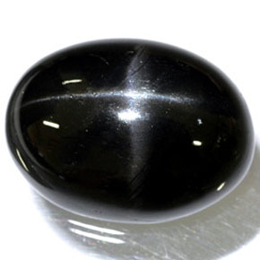 Diopsídio estrela preto natural 24,45ct, corte oval, opaco