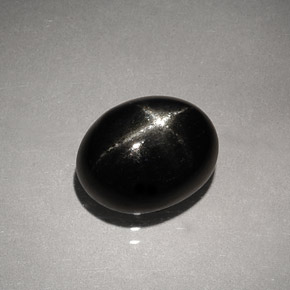 Diopsídio estrela preto natural 4,13ct, corte oval, opaco