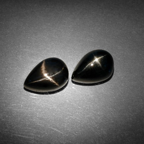 Pedras preciosas de diopsídio estrela preto natural de  ct, formato de pêra, opaco